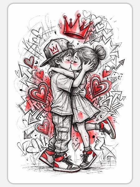 Die große leidenschaftliche Liebe - Sticker Größe S (10 x 10 cm) - Mattweiß