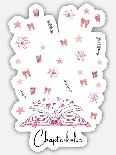 Lesezauber Herzbuch Funken - Sticker Größe S (10 x 10 cm) - Mattweiß