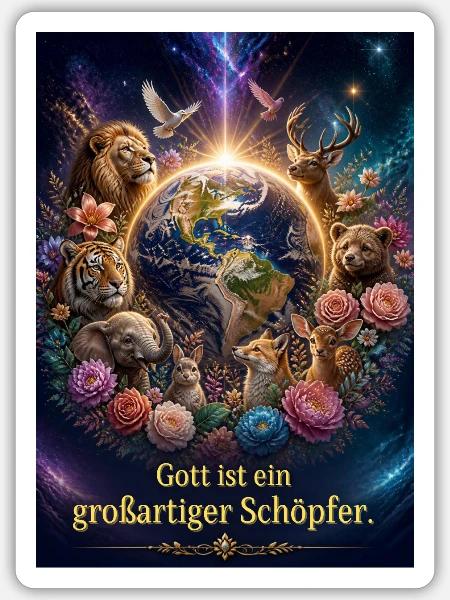 Gott ist ein großartiger Schöpfer - Sticker Größe S (10 x 10 cm) - Mattweiß