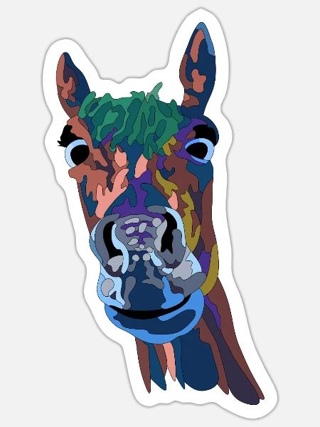 Buntes Pferdeporträt Farbschimmer - Sticker Größe S (10 x 10 cm) - Mattweiß