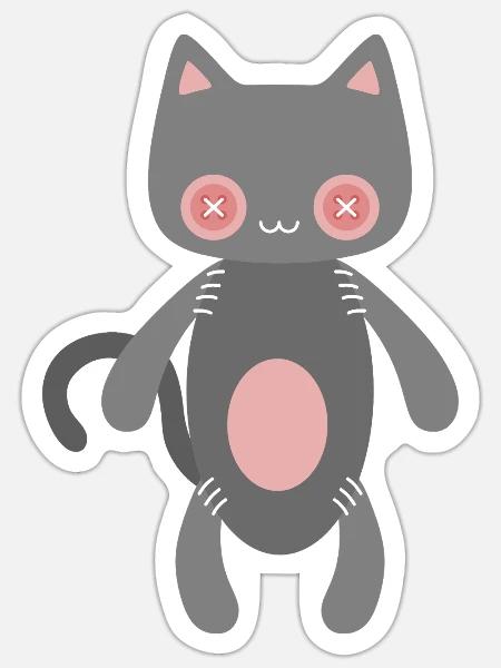 Kawaii Stitch Cat - Sticker Größe S (10 x 10 cm) - Mattweiß