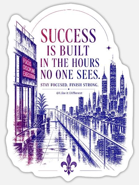 Success Quote – Focus, Discipline & Motivation - Sticker Größe S (10 x 10 cm) - Mattweiß