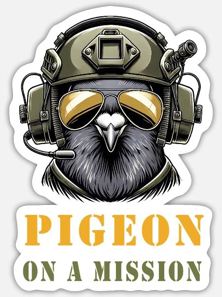 Taube im Einsatz - Sticker Größe S (10 x 10 cm) - Mattweiß