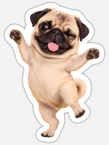 Mops Hund süßer Mops niedlicher Mops - Sticker Größe S (10 x 10 cm) - Mattweiß