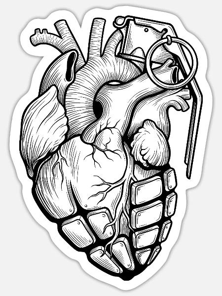 Anatomische grenade_coeur_ - Sticker Größe S (10 x 10 cm) - Mattweiß