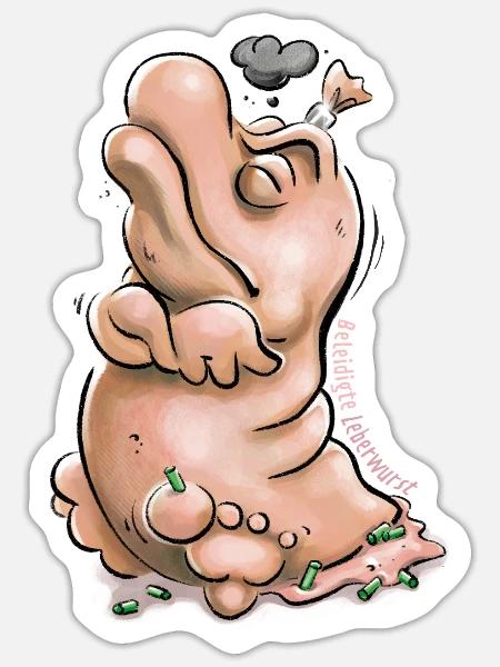 Beleidigte Leberwurst - Sticker Größe S (10 x 10 cm) - Mattweiß