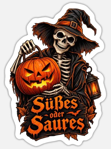 Süßes oder Saures Design - Sticker Größe S (10 x 10 cm) - Mattweiß