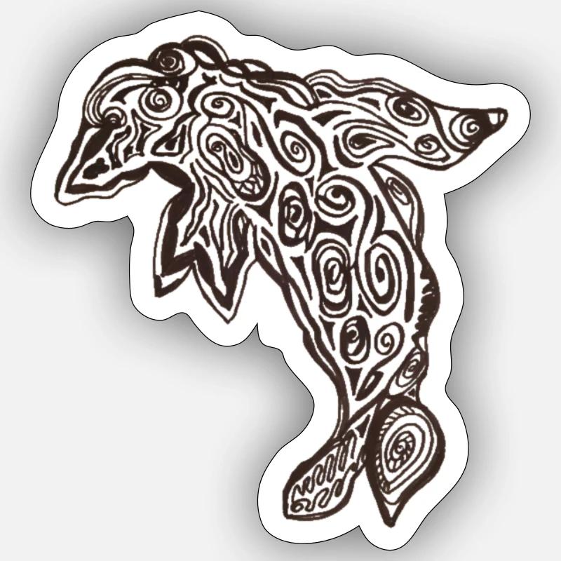 Delfin - Sticker Größe S (10 x 10 cm) - Mattweiß