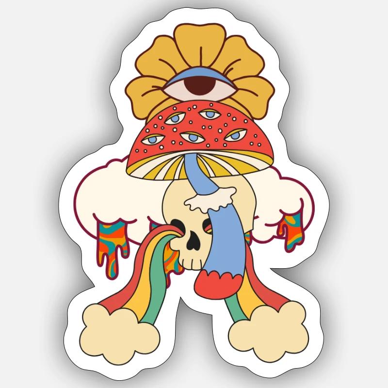 Champignon psychédélique Sticker taille S (10 x 10 cm)
