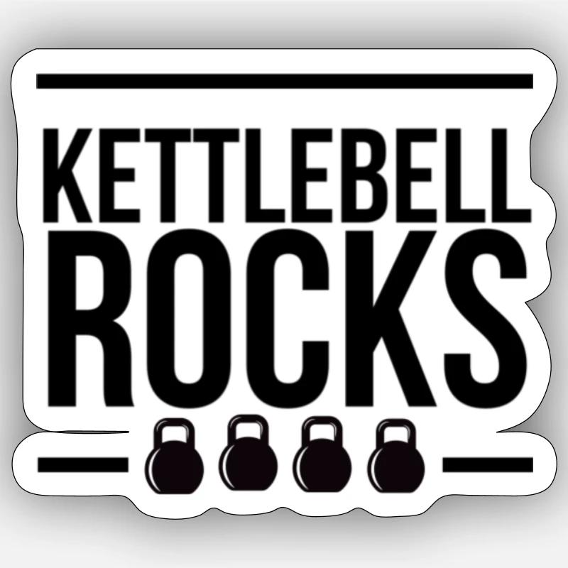 Kettlebell ROCKS 1.0 - Sticker Größe S (10 x 10 cm) - Mattweiß