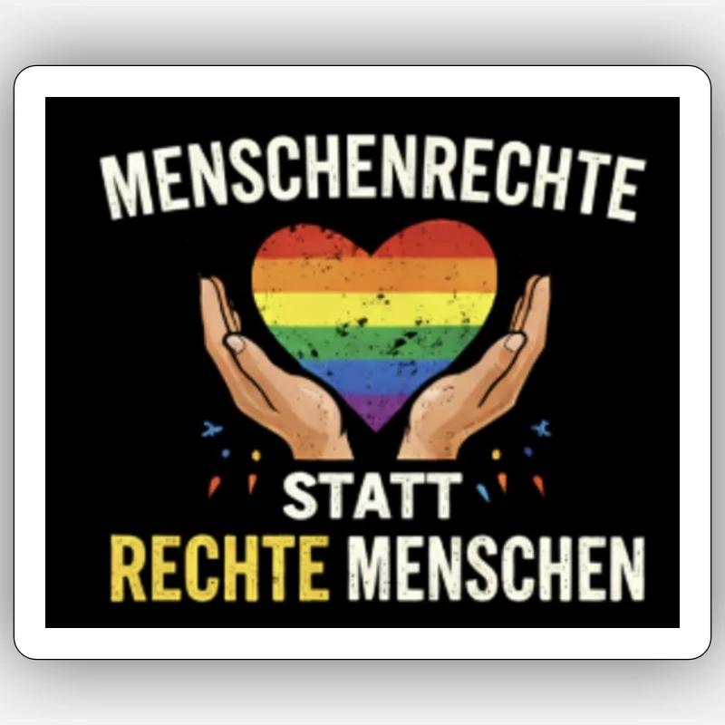 Menschenrechte statt rechte Menschen - Sticker Größe S (10 x 10 cm) - Mattweiß