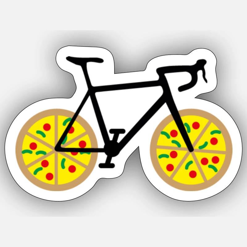 Vélo de pizza - Sticker taille S (10 x 10 cm) - blanc mat