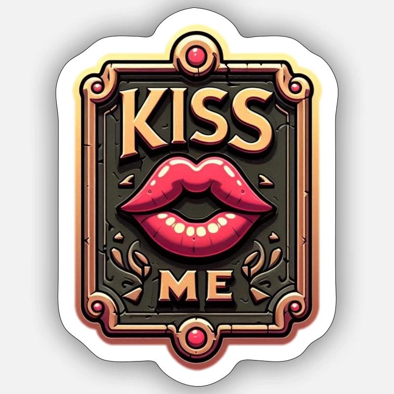 Küss mich - Sticker Größe S (10 x 10 cm) - Mattweiß