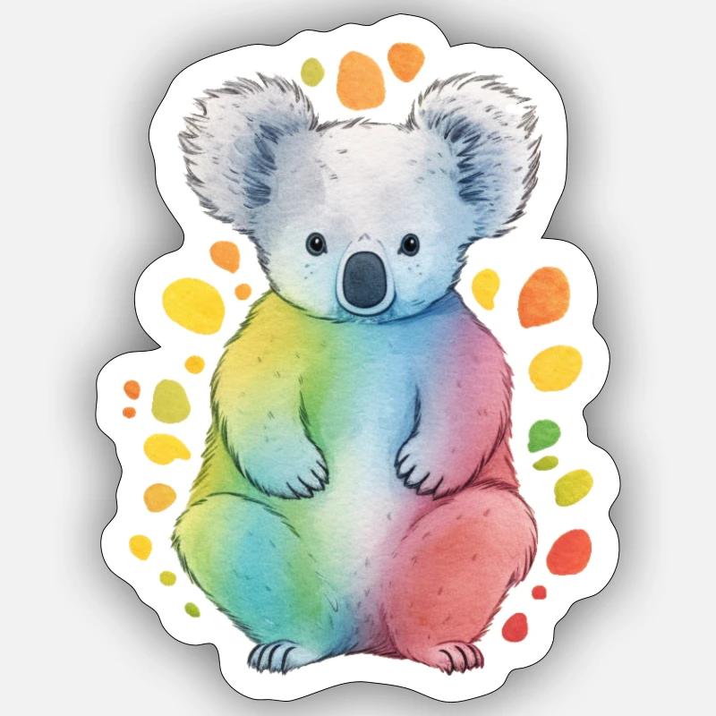Bunter Koala - Sticker Größe S (10 x 10 cm) - Mattweiß