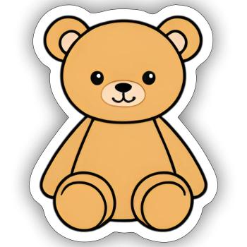 Cute Teddy Bear Cartoon - Sticker size S (10 x 10 cm) - white matte - Front