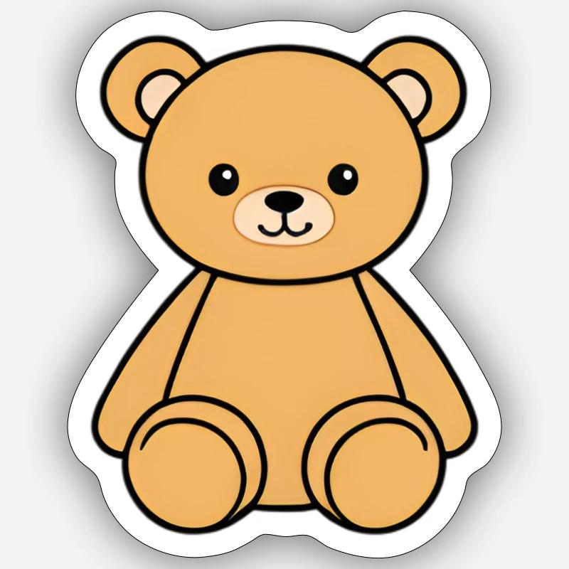 Dessin animé mignon d’ours en peluche - Sticker taille S (10 x 10 cm) - blanc mat