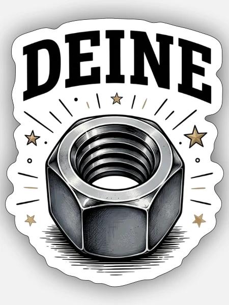 Industrieller Sechskantnut mit Sternen - Sticker Größe S (10 x 10 cm) - Mattweiß