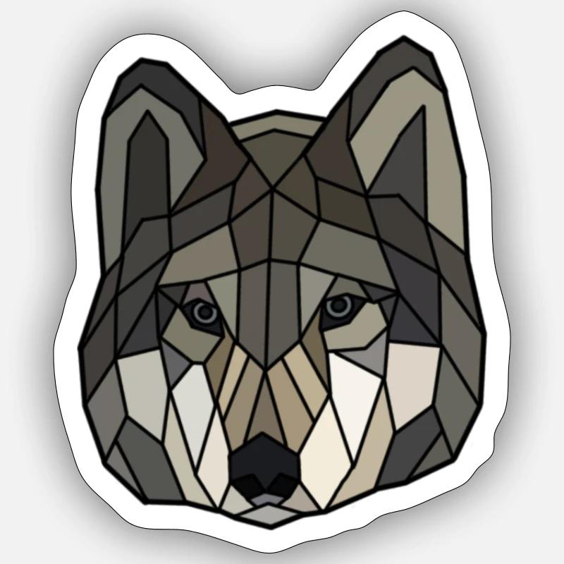 Wolf blanko - Sticker taille S (10 x 10 cm) - blanc mat