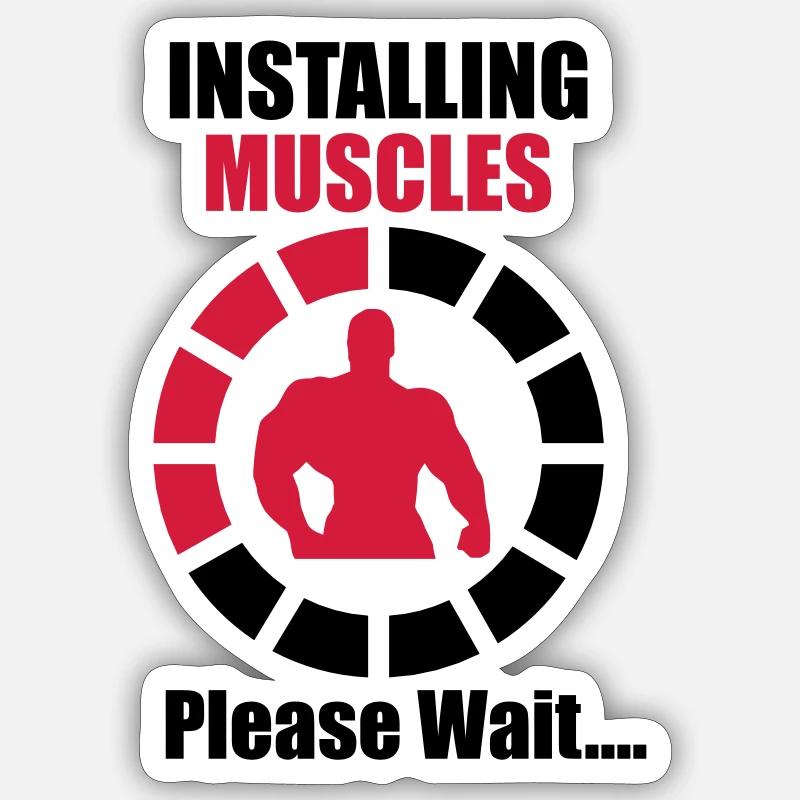 Installing Muscles (Loading) Funny Sticker Größe S (10 x 10 cm)
