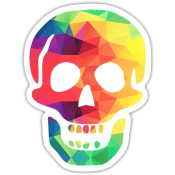 Bunter Totenkopf - Sticker Größe S (10 x 10 cm) - Mattweiß - Vorne