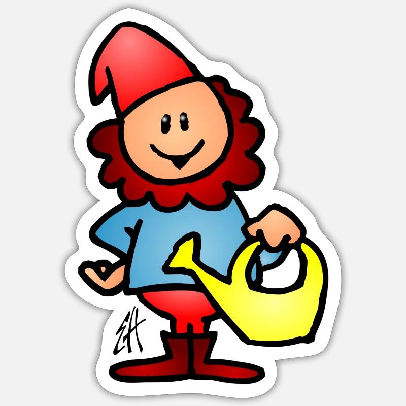 Gnome - Sticker taille S (10 x 10 cm) - blanc mat