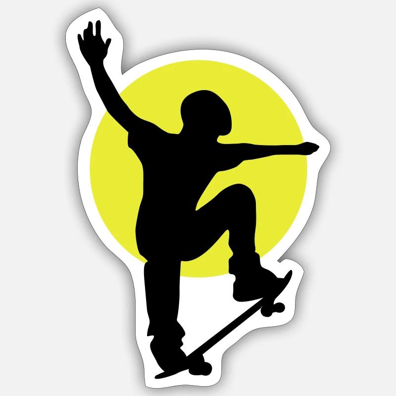 Skateboarder Sonne - Sticker Größe S (10 x 10 cm) - Mattweiß