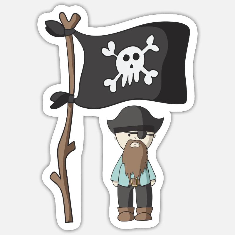 pirate - Sticker taille S (10 x 10 cm) - blanc mat