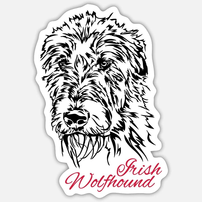 IRISH WOLFHOUND Irischer Wolfshund Wilsigns Hunde - Sticker Größe S (10 x 10 cm) - Mattweiß