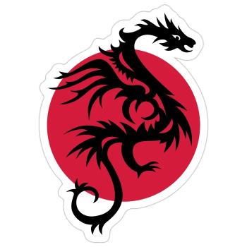 DRAGON SUN - Sticker taille S (10 x 10 cm) - blanc mat - Devant