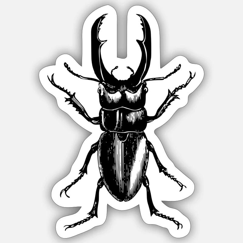 Hirschkäfer - Sticker Größe S (10 x 10 cm) - Mattweiß