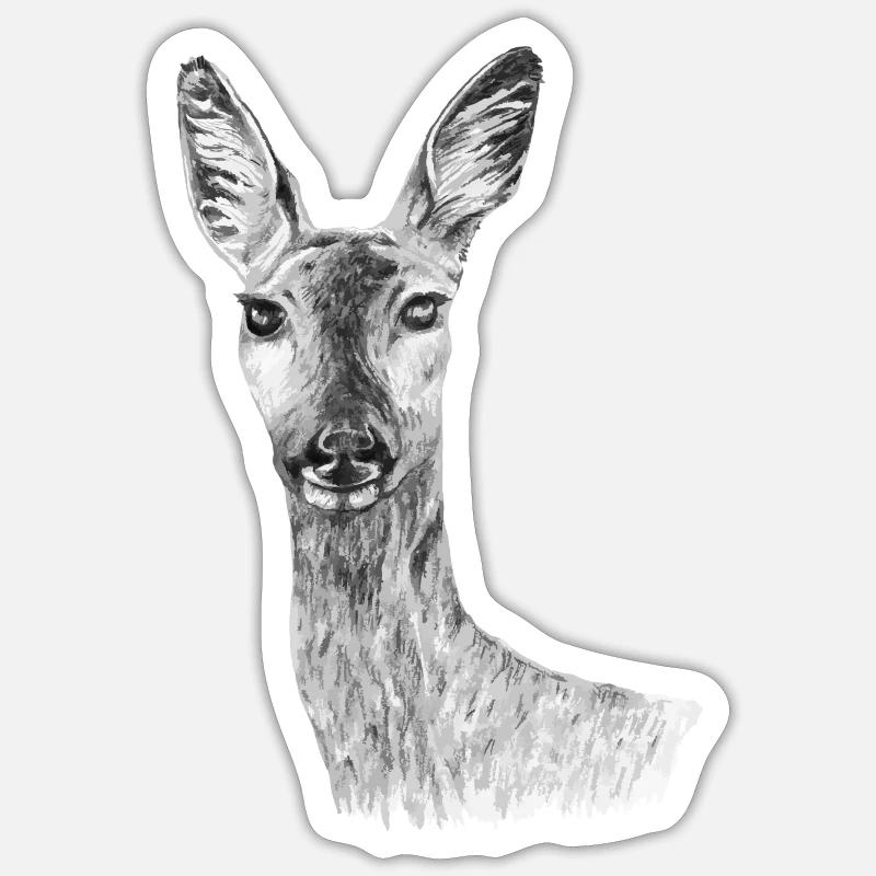 chevreuil - Sticker taille S (10 x 10 cm) - blanc mat