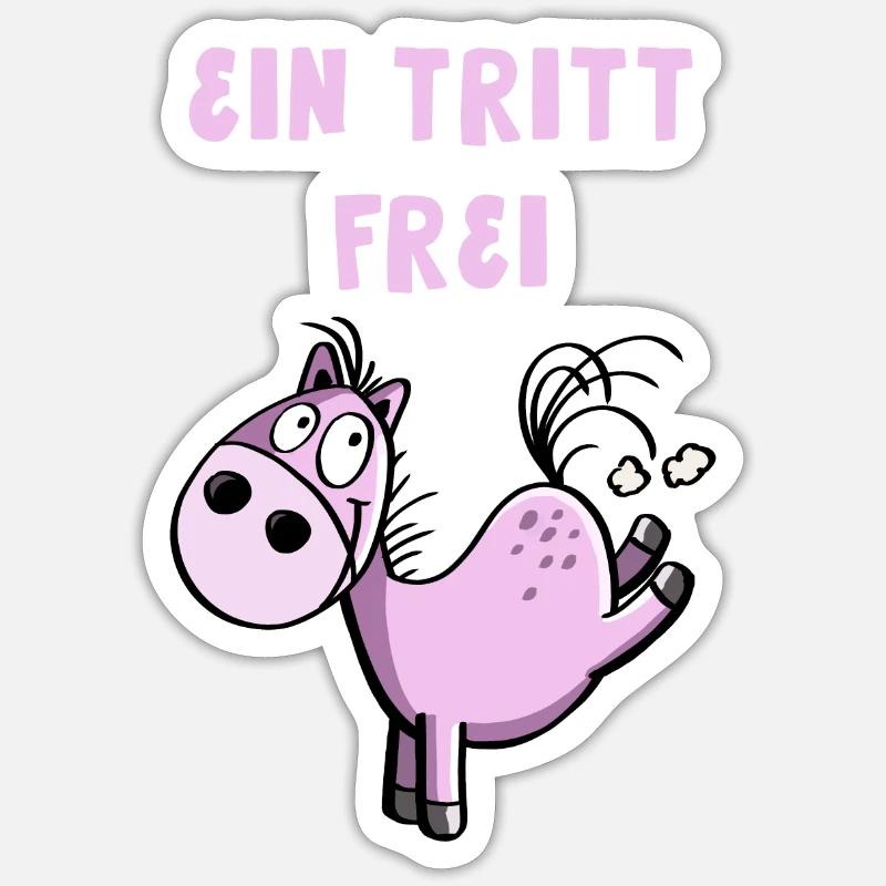 Ein Tritt Frei Pferdchen - Sticker Größe S (10 x 10 cm) - Mattweiß