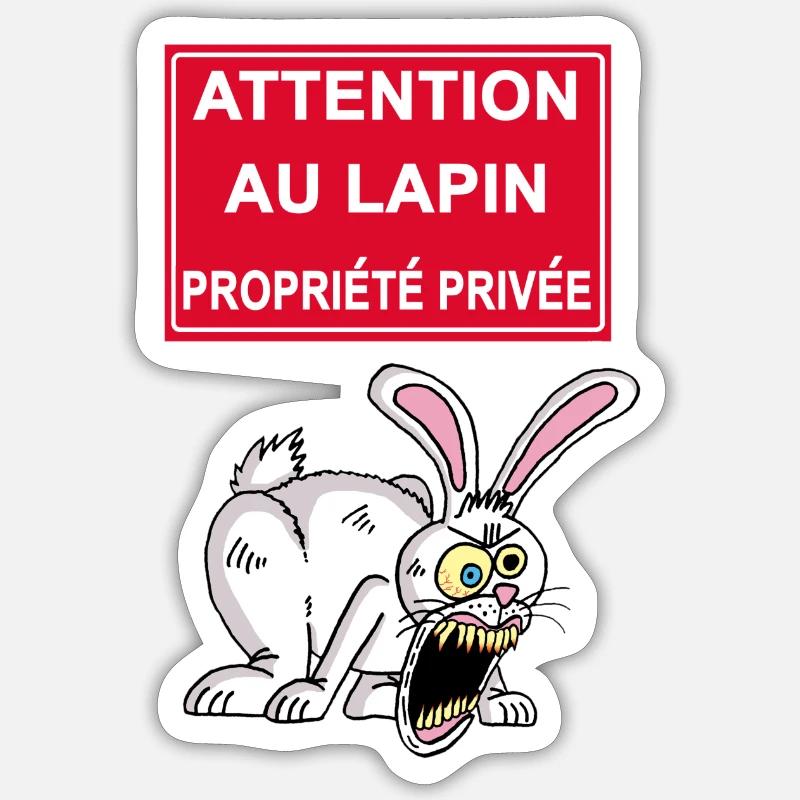 Attention au lapin blanc - Sticker taille S (10 x 10 cm) - blanc mat