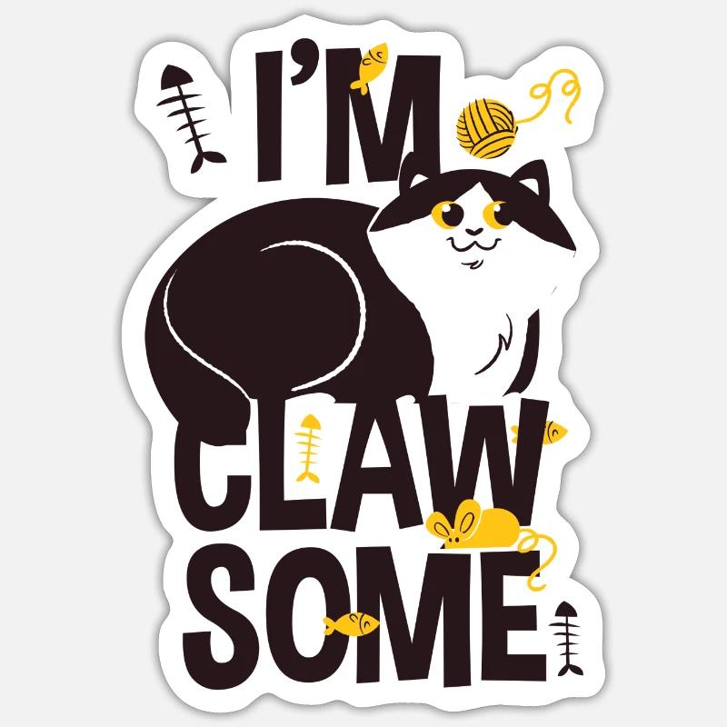 chat - Sticker taille S (10 x 10 cm) - blanc mat