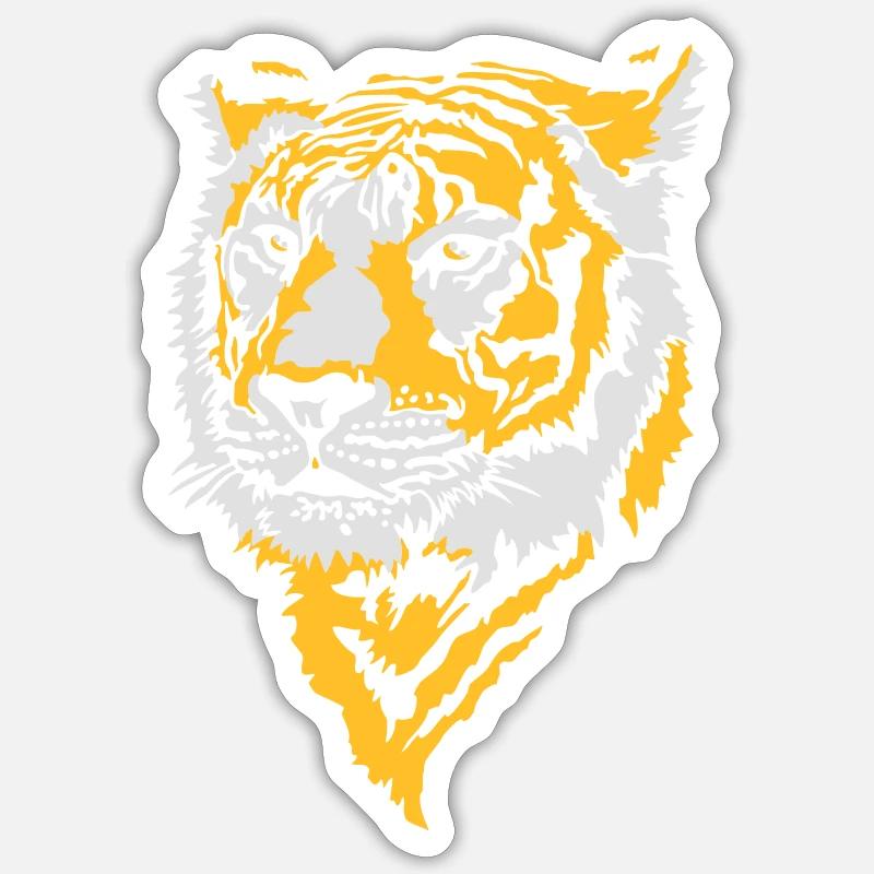 Tête de tigre flex - Sticker taille S (10 x 10 cm) - blanc mat