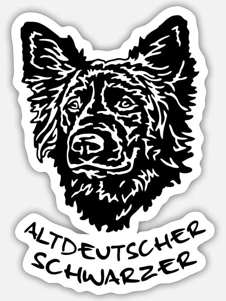 372 Altdeutscher Hütehund Schwarzer - Sticker Größe S (10 x 10 cm) - Mattweiß