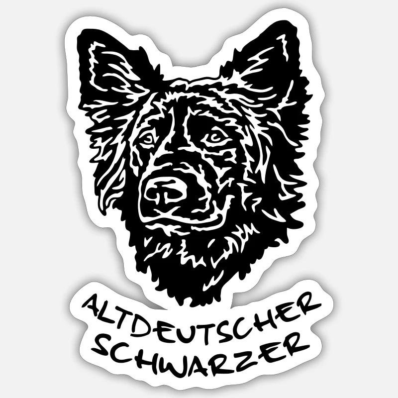 372 Altdeutscher Hütehund Schwarzer - Sticker Größe S (10 x 10 cm) - Mattweiß