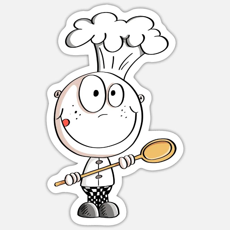 Koch Strichmännchen Comic - Sticker Größe S (10 x 10 cm) - Mattweiß