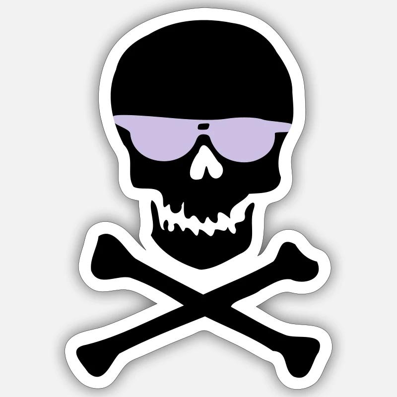 Violette Minimal Sonnenbrillen-Silhouette - Sticker Größe S (10 x 10 cm) - Mattweiß