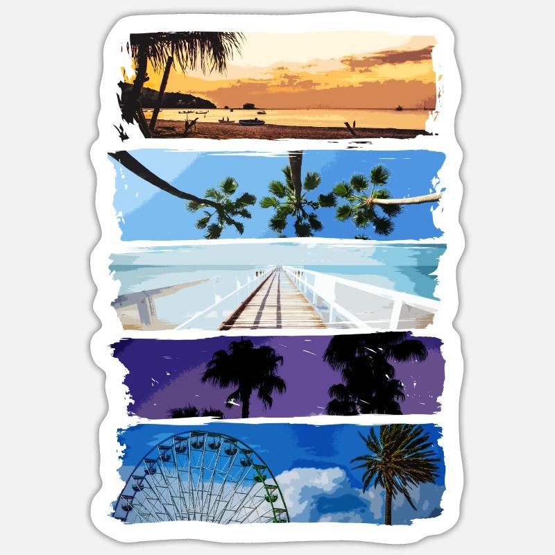 Palm trees and beach Sticker size S (10 x 10 cm)