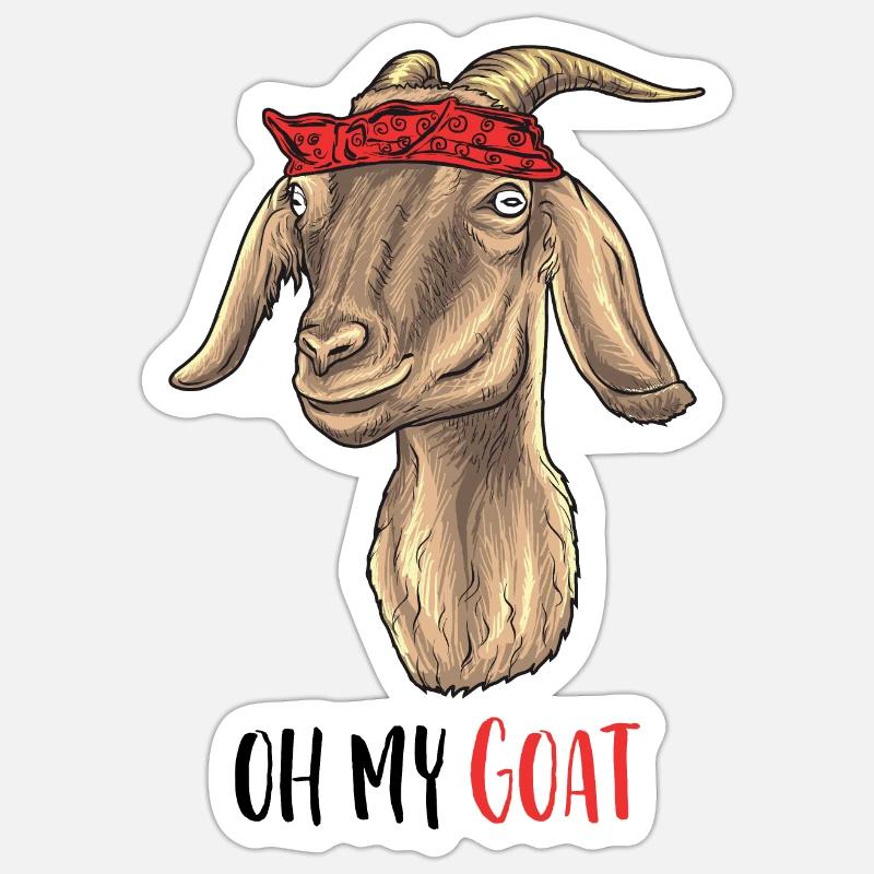 Oh ma chèvre - Oh mon Dieu - Sticker taille S (10 x 10 cm) - blanc mat