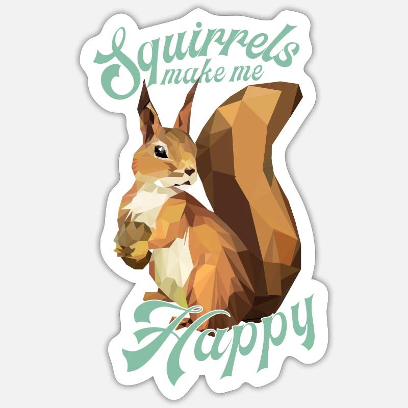 Squirrels make me happy, low poly - Sticker size S (10 x 10 cm) - white matte