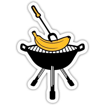 bbq grill grill fry cook cook schuerze kuec - Sticker size S (10 x 10 cm) - white matte - Front
