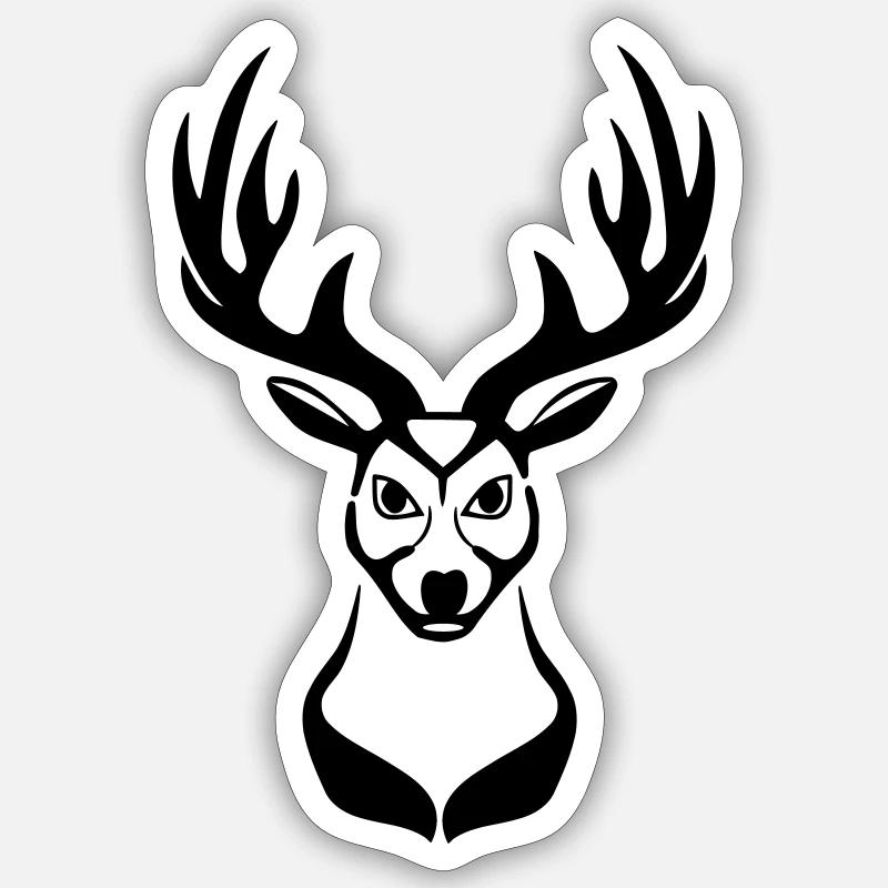 Deer head 1c - Sticker size S (10 x 10 cm) - white matte