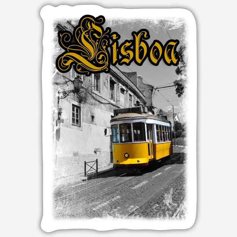 Lisboa Tram - Sticker size S (10 x 10 cm) - white matte