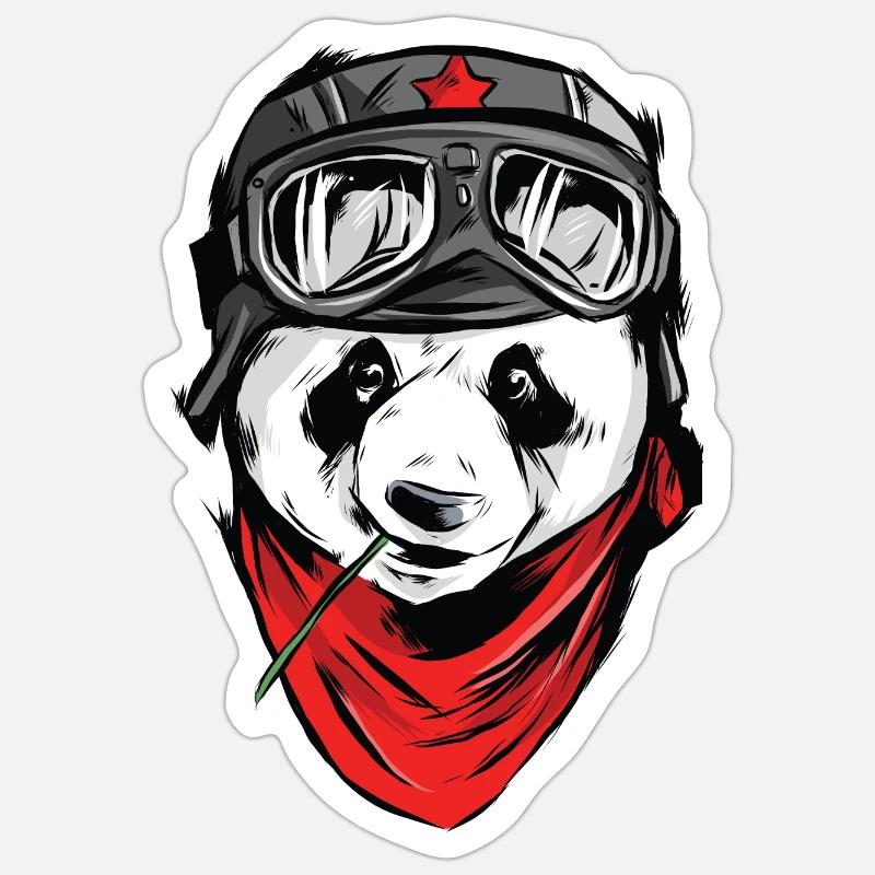Pilote de panda - Sticker taille S (10 x 10 cm) - blanc mat