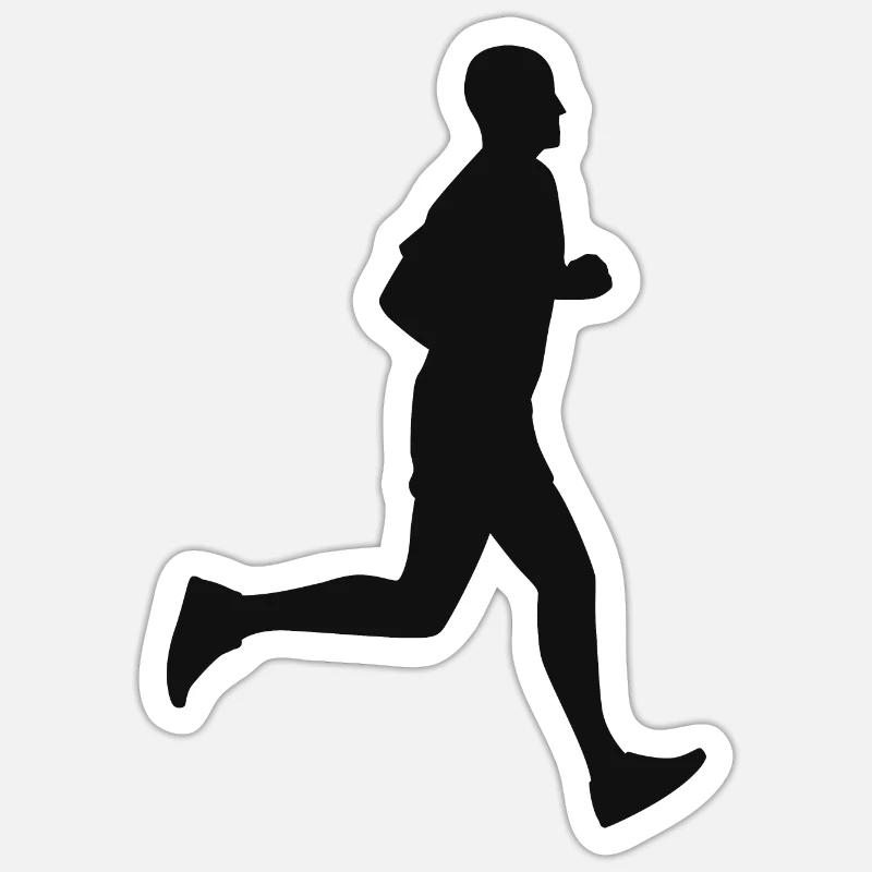 Läufer Jogging Silhouette - Sticker Größe S (10 x 10 cm) - Mattweiß