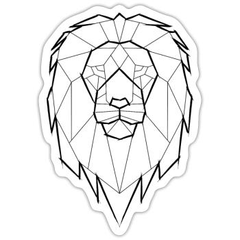 Löwe Geometrisch Geometrie - schwarz - Sticker Größe S (10 x 10 cm) - Mattweiß - Vorne
