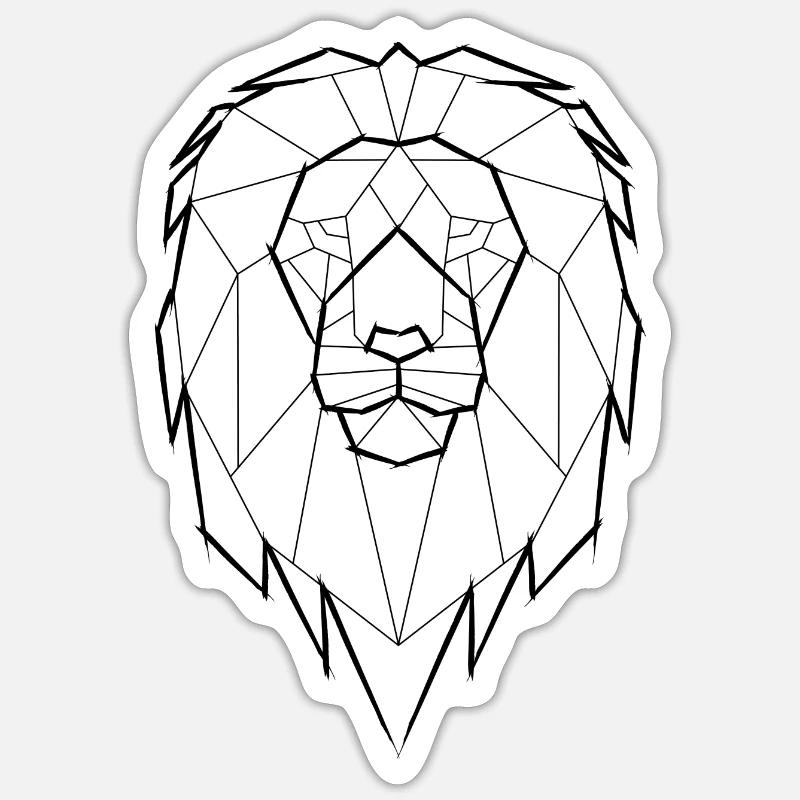 Löwe Geometrisch Geometrie - schwarz - Sticker Größe S (10 x 10 cm) - Mattweiß