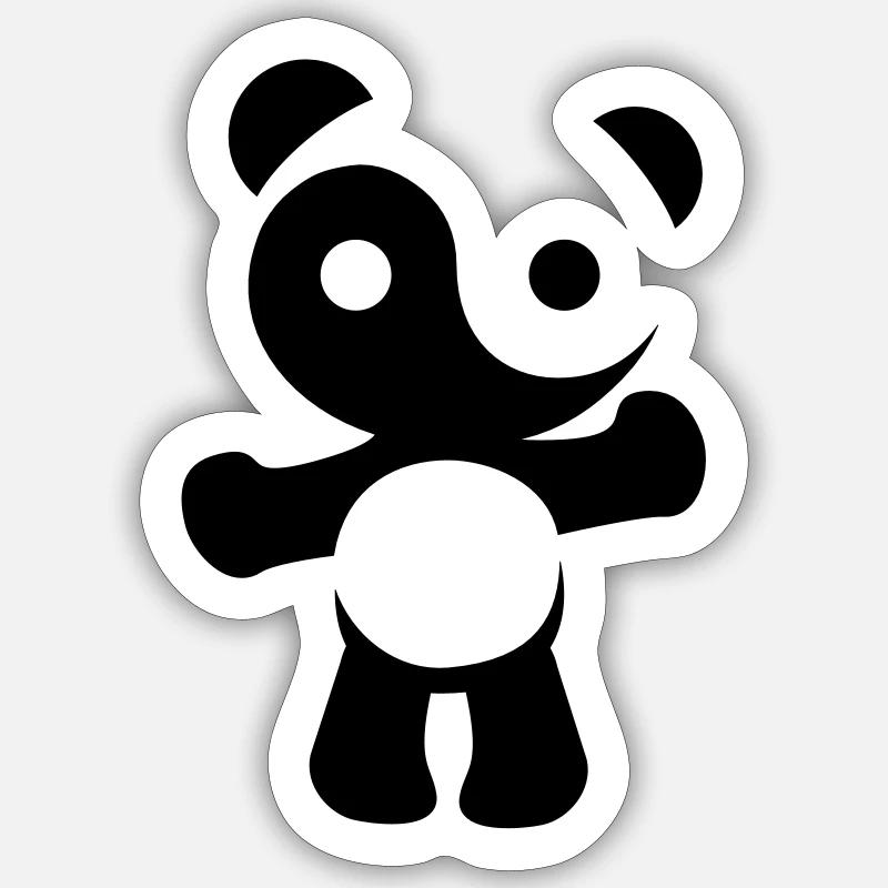 panda teddy yinyang - Sticker Größe S (10 x 10 cm) - Mattweiß